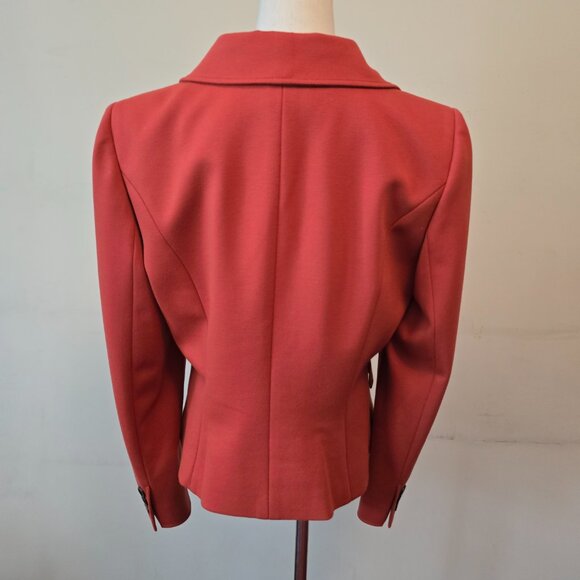 Tahari - Blazer in Burnt Orange, Matching Tank by Tribal, Unbranded Black Skirt - Picture 6 of 16